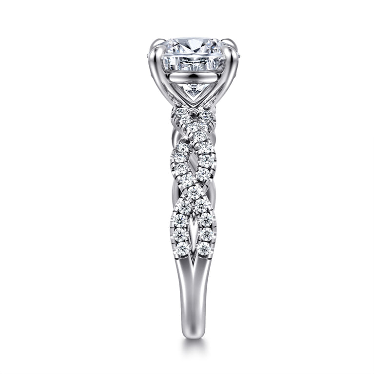 Josefina - 14K White Gold Twisted Round Diamond Engagement Ring - 0.24 ct - Shot 5