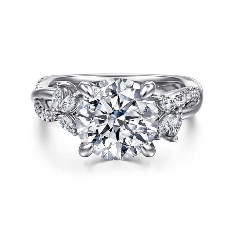 Deisha - 14K White Gold Twisted Round Diamond Engagement Ring - 0.45 ct - Shot 1