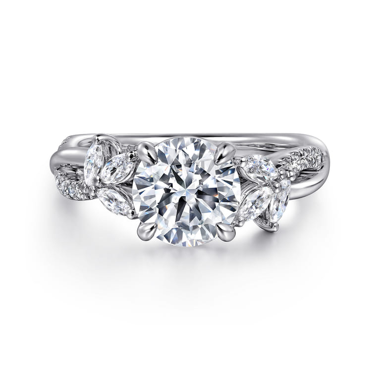 Deisha - 14K White Gold Twisted Round Diamond Engagement Ring - 0.45 ct - Shot 1