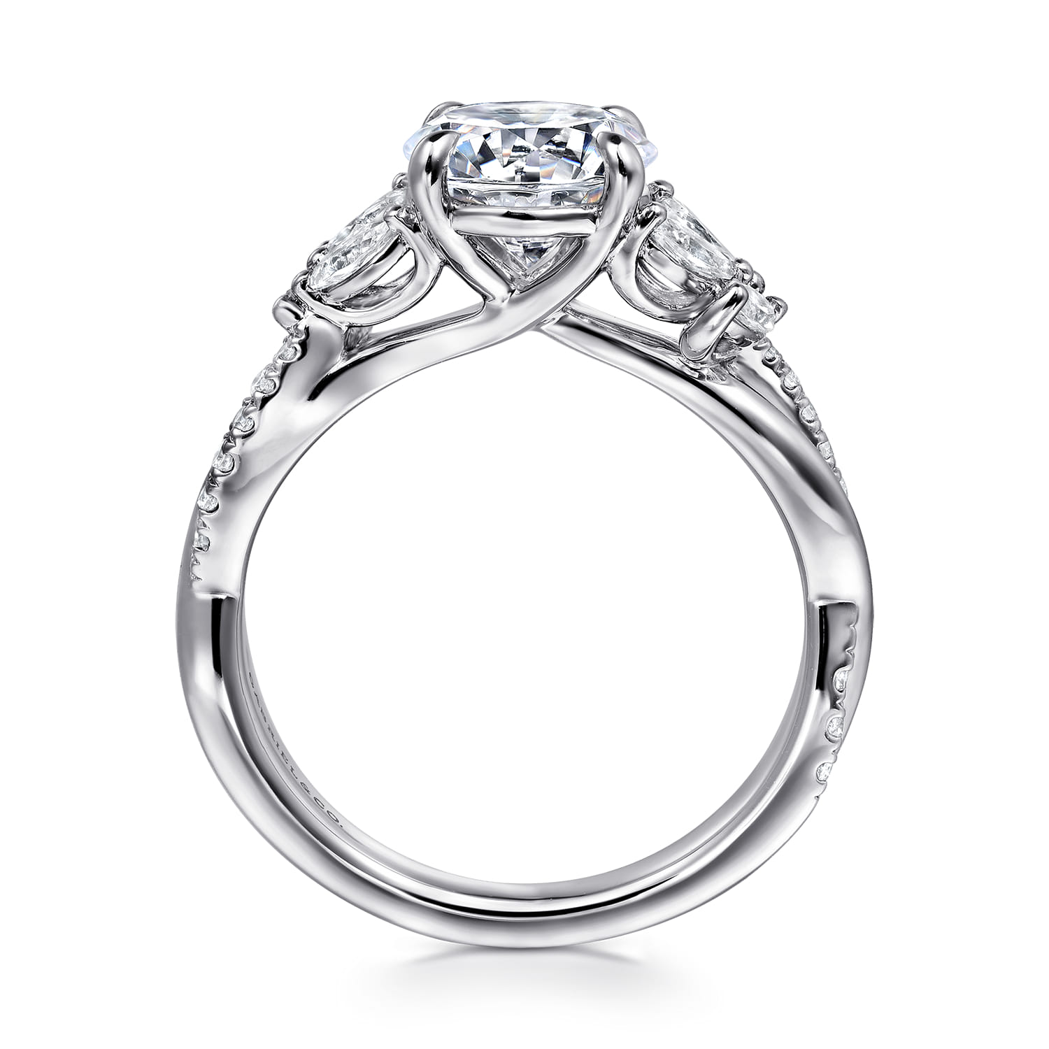 Deisha - 14K White Gold Twisted Round Diamond Engagement Ring - 0.45 ct - Shot 2