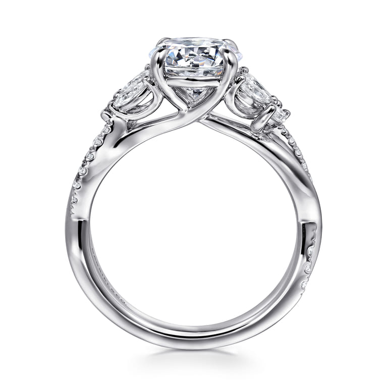 Deisha - 14K White Gold Twisted Round Diamond Engagement Ring - 0.45 ct - Shot 2