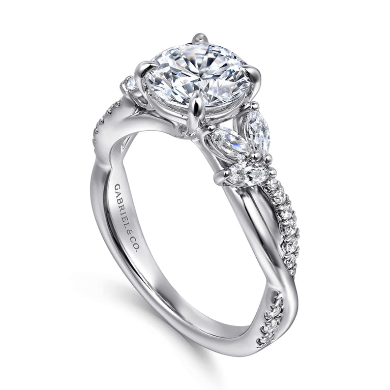 Deisha - 14K White Gold Twisted Round Diamond Engagement Ring - 0.45 ct - Shot 3