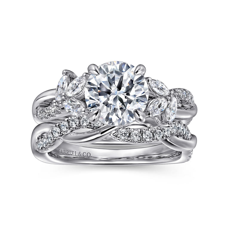 Deisha - 14K White Gold Twisted Round Diamond Engagement Ring - 0.45 ct - Shot 4