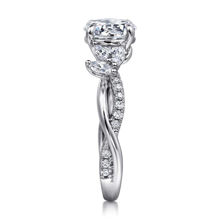 Deisha - 14K White Gold Twisted Round Diamond Engagement Ring - 0.45 ct - Shot 5