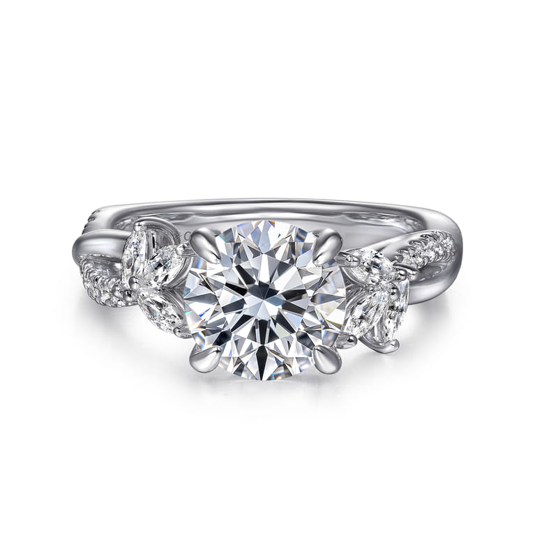 Deisha - 14K White Gold Twisted Round Diamond Engagement Ring - 0.45 ct - Shot 1