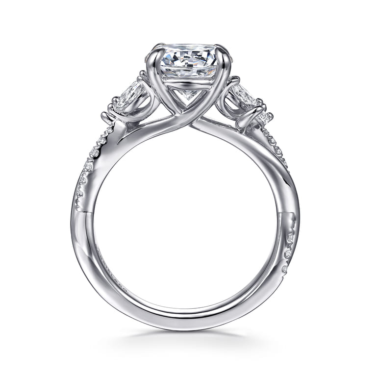 Deisha - 14K White Gold Twisted Round Diamond Engagement Ring - 0.45 ct - Shot 2