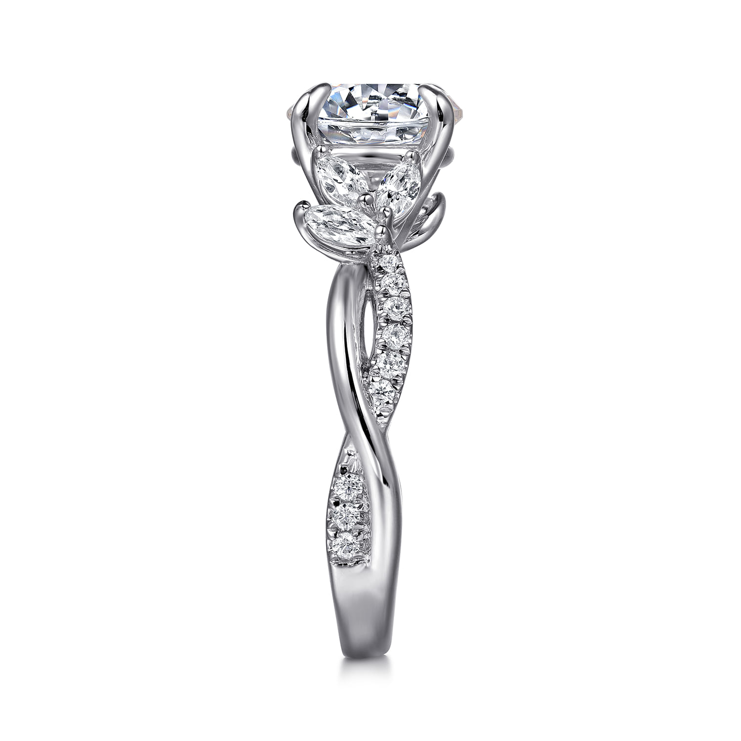 Deisha - 14K White Gold Twisted Round Diamond Engagement Ring - 0.45 ct - Shot 4