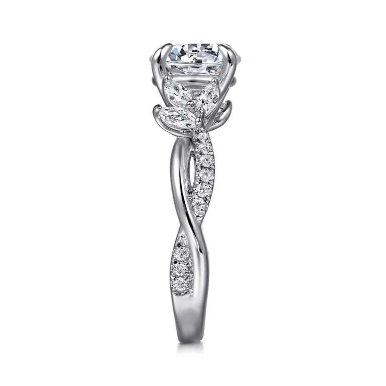 Deisha - 14K White Gold Twisted Round Diamond Engagement Ring - 0.45 ct - Shot 4
