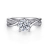 Aleesa - 14K White Gold Round Bypass Diamond Engagement Ring - 0.14 ct