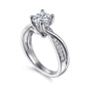 Aleesa - 14K White Gold Round Bypass Diamond Engagement Ring - 0.14 ct
