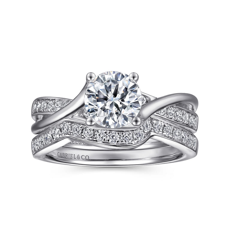 Aleesa - 14K White Gold Round Bypass Diamond Engagement Ring - 0.14 ct - Shot 4