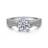 Gina - 14K White Gold Round Twisted Diamond Engagement Ring - 0.2 ct