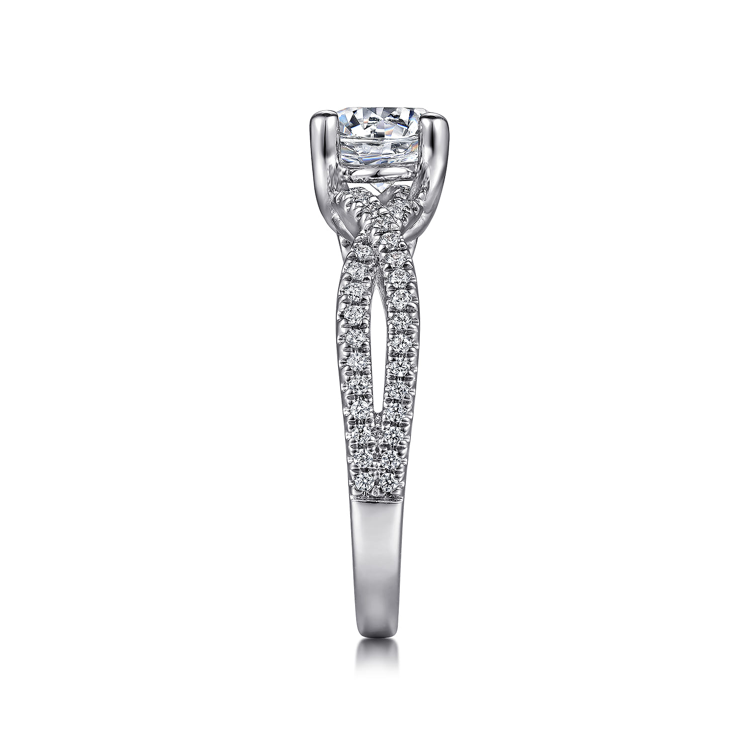 Gina - 14K White Gold Round Twisted Diamond Engagement Ring - 0.2 ct - Shot 5