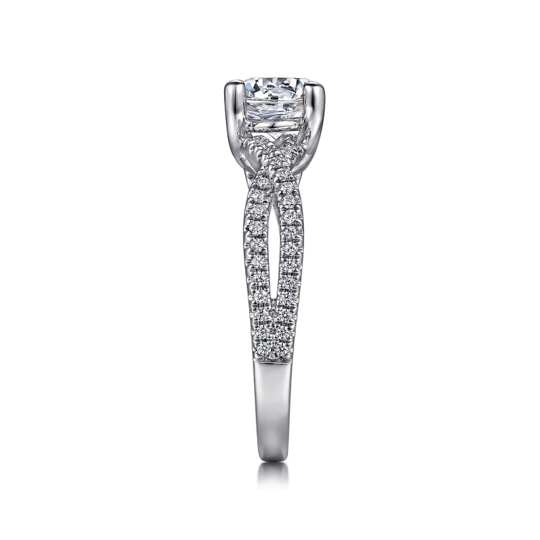 Gina - 14K White Gold Round Twisted Diamond Engagement Ring - 0.2 ct - Shot 5