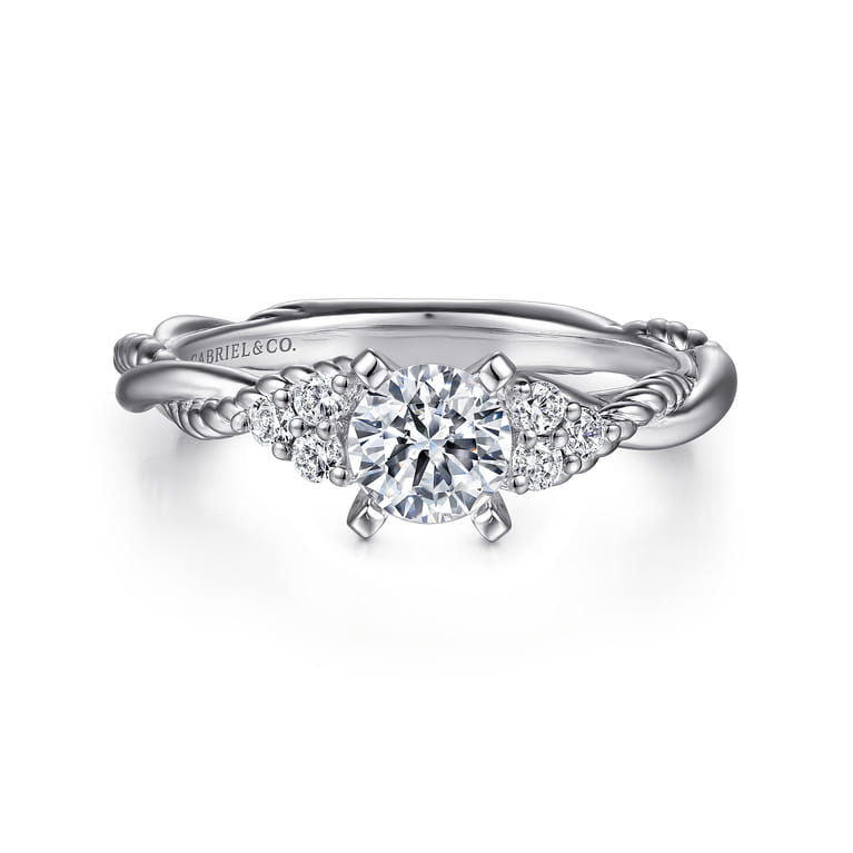 Catalina - 14K White Gold Round Diamond Engagement Ring - 0.13 ct - Shot 1