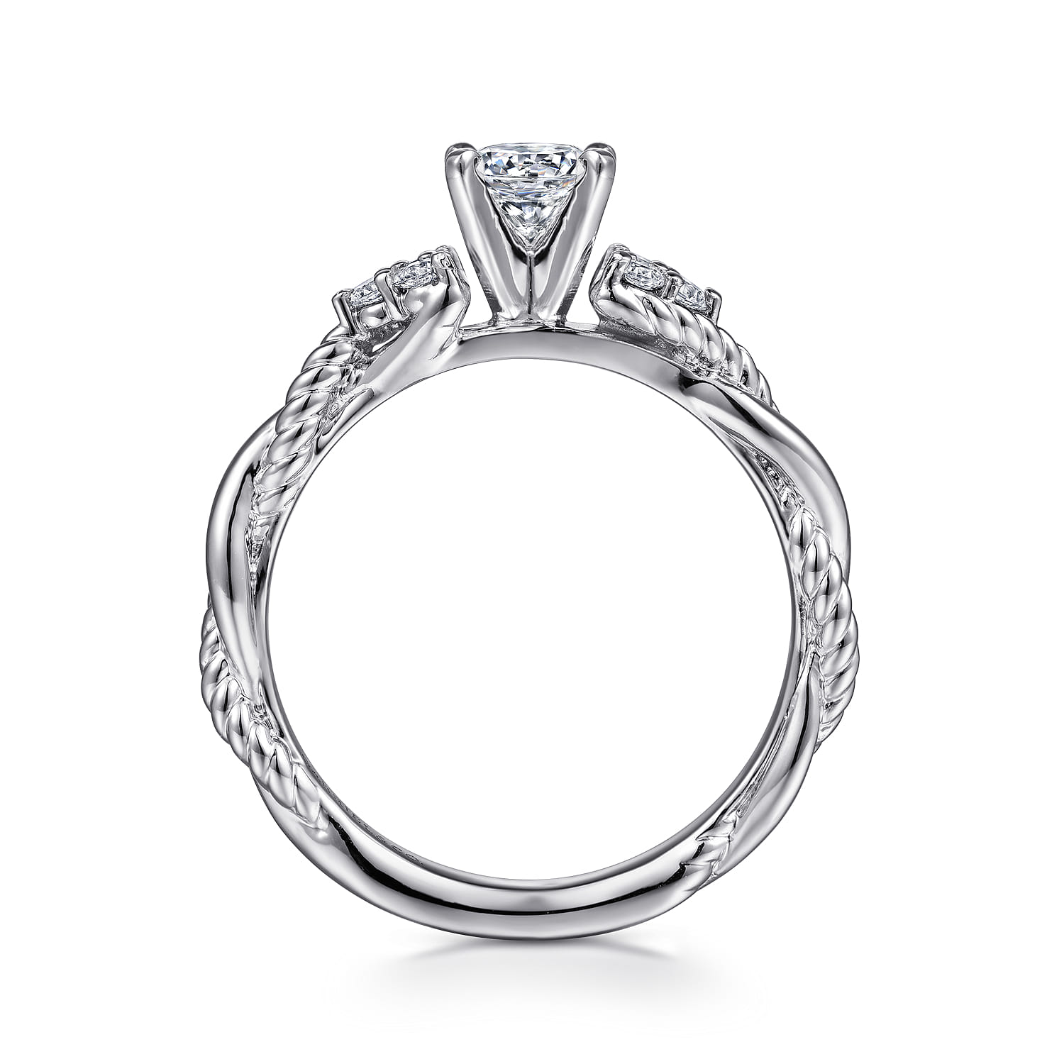 Catalina - 14K White Gold Round Diamond Engagement Ring - 0.13 ct - Shot 2