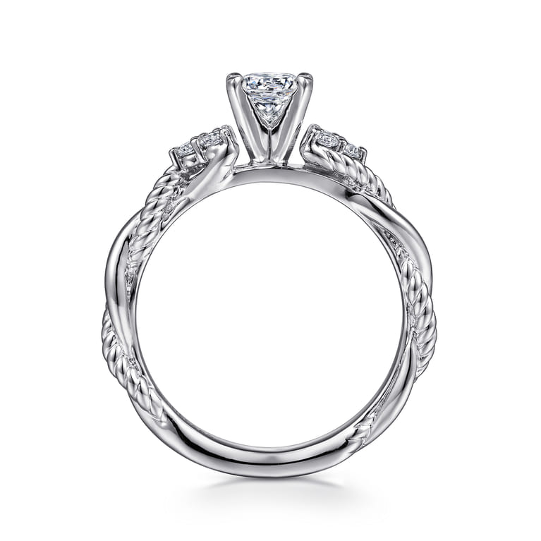 Catalina - 14K White Gold Round Diamond Engagement Ring - 0.13 ct - Shot 2