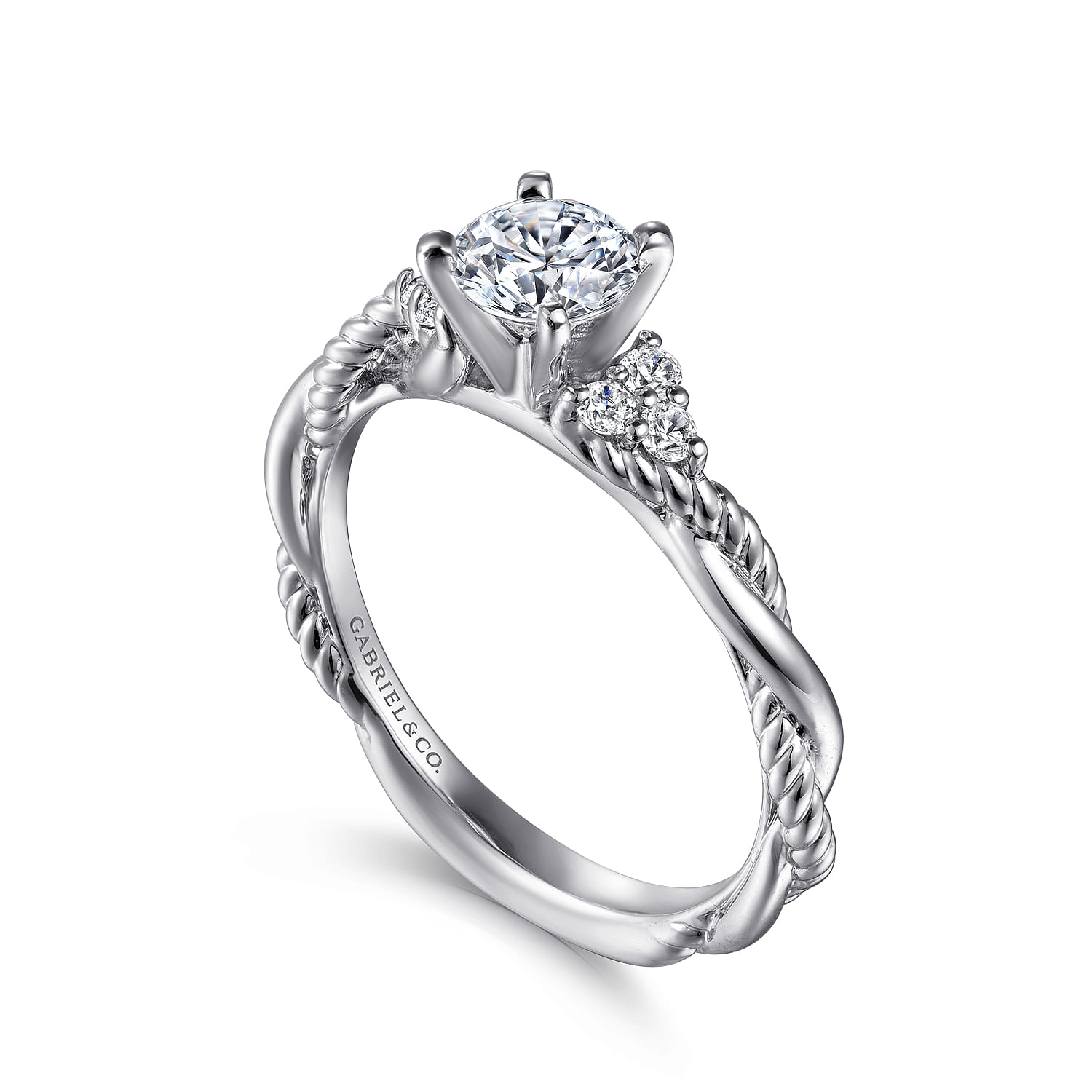 Catalina - 14K White Gold Round Diamond Engagement Ring - 0.13 ct - Shot 3