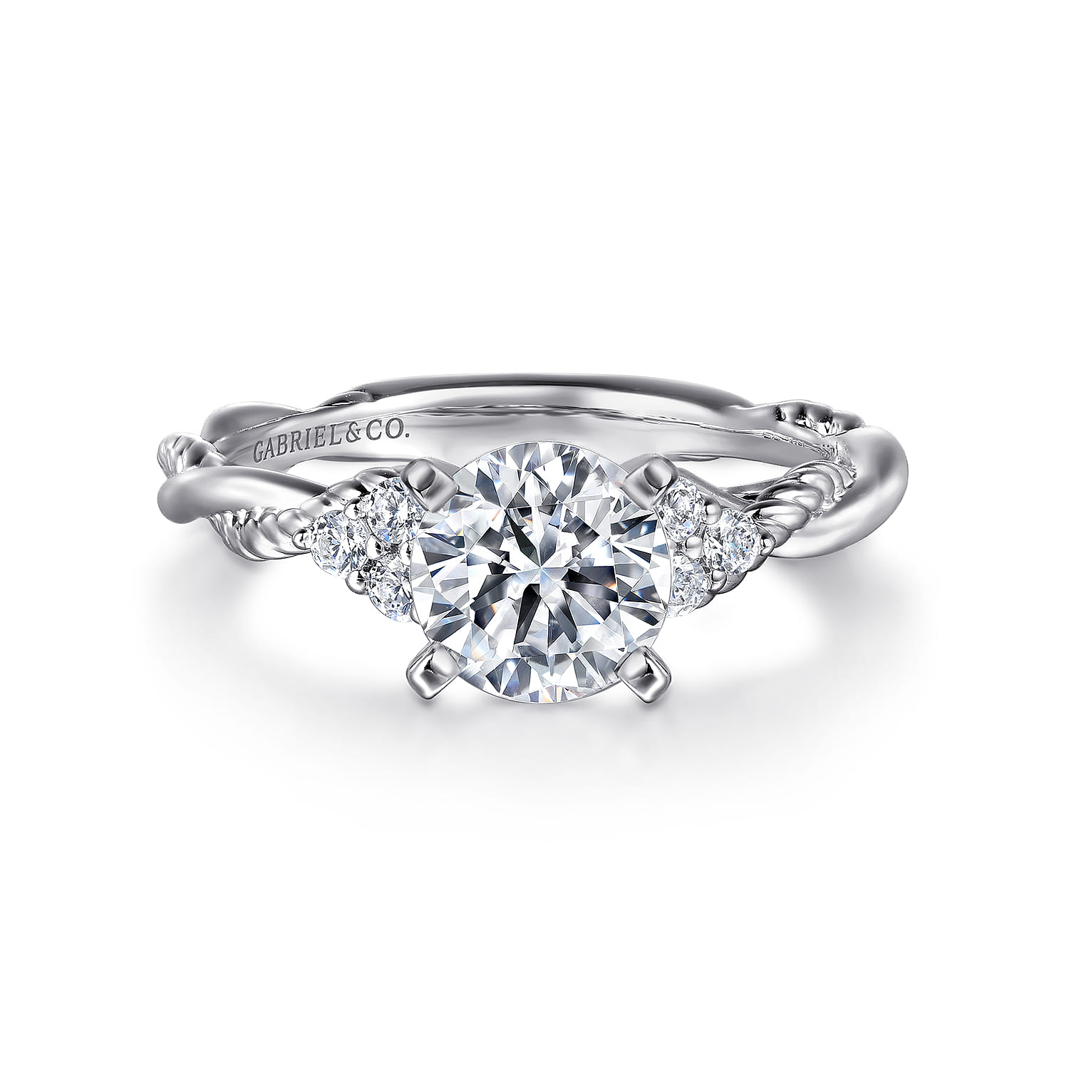 Catalina - 14K White Gold Round Diamond Engagement Ring - 0.13 ct - Shot 1