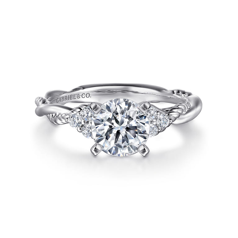 Catalina - 14K White Gold Round Diamond Engagement Ring - 0.13 ct - Shot 1