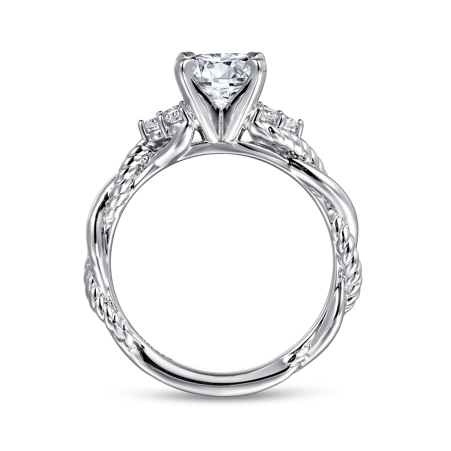 Catalina - 14K White Gold Round Diamond Engagement Ring - 0.13 ct - Shot 2