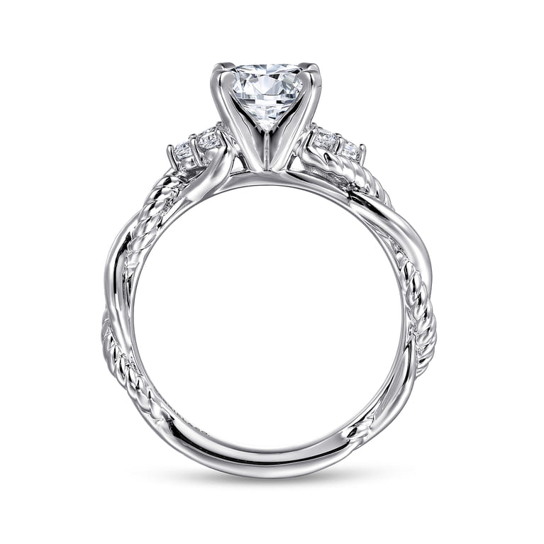 Catalina - 14K White Gold Round Diamond Engagement Ring - 0.13 ct - Shot 2