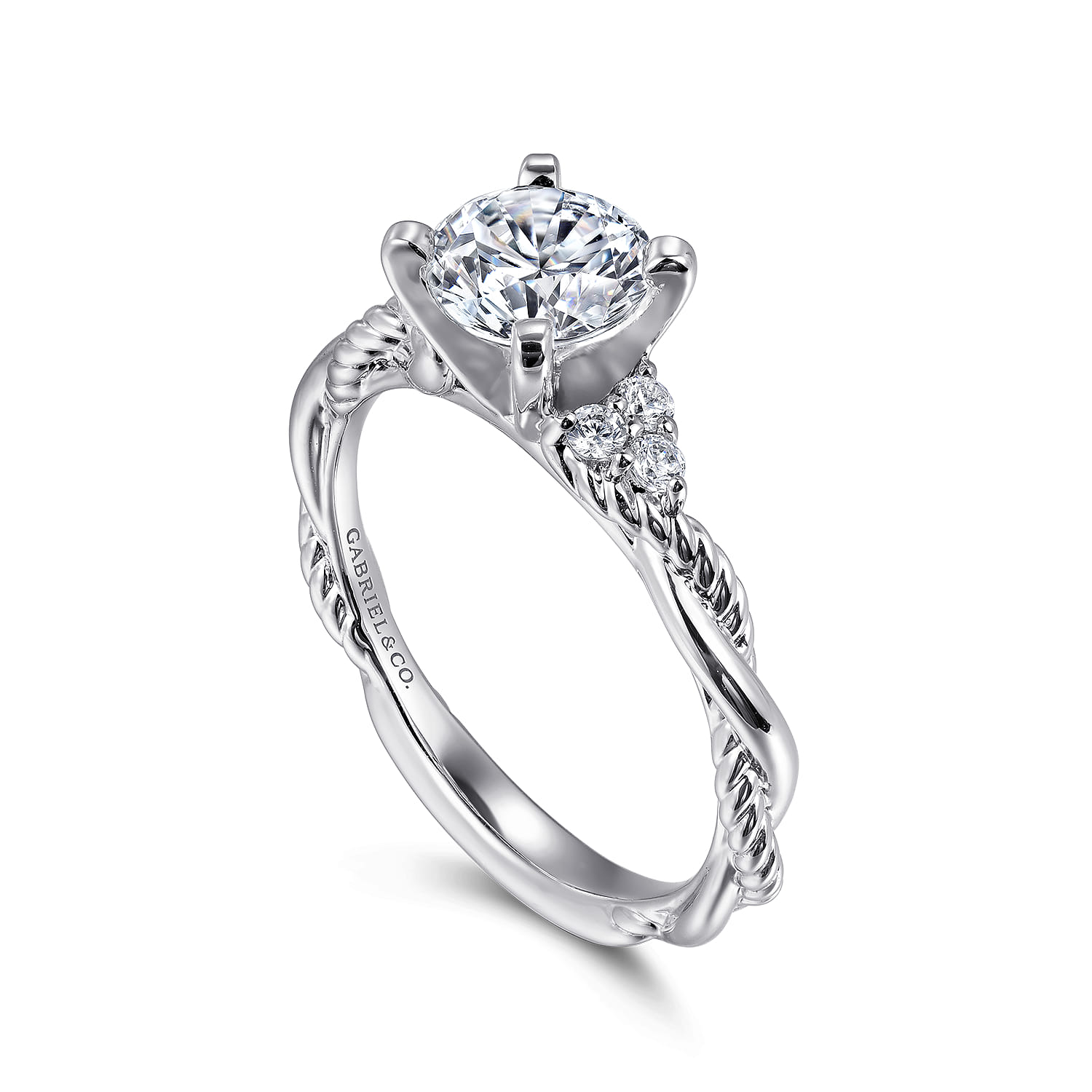 Catalina - 14K White Gold Round Diamond Engagement Ring - 0.13 ct - Shot 3
