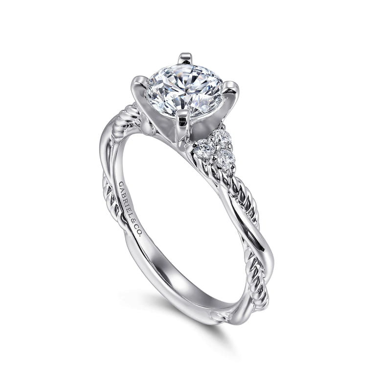 Catalina - 14K White Gold Round Diamond Engagement Ring - 0.13 ct - Shot 3