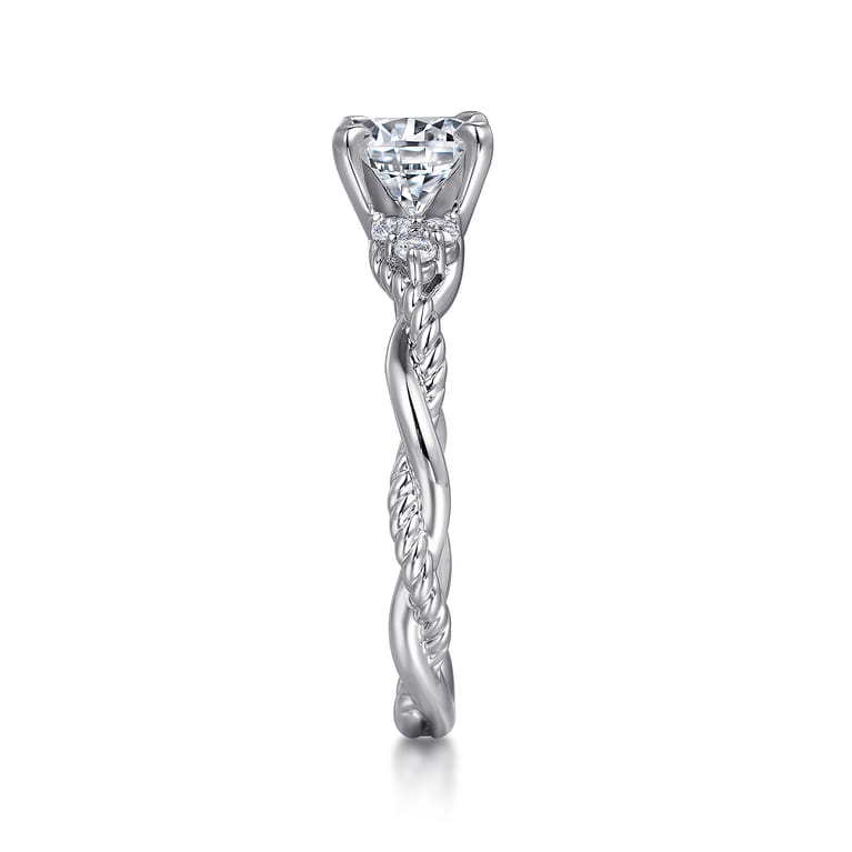 Catalina - 14K White Gold Round Diamond Engagement Ring - 0.13 ct - Shot 4