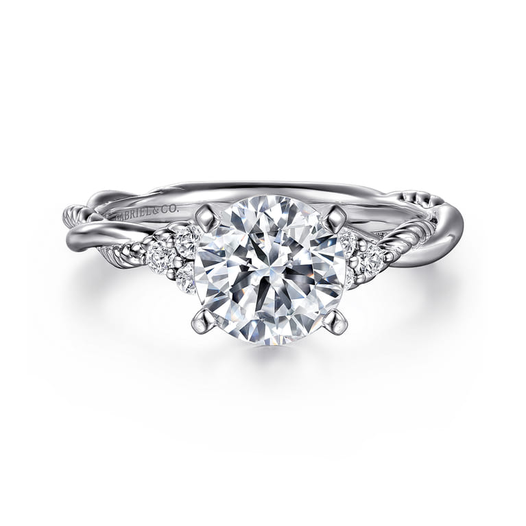 Catalina - 14K White Gold Round Diamond Engagement Ring - 0.13 ct - Shot 1