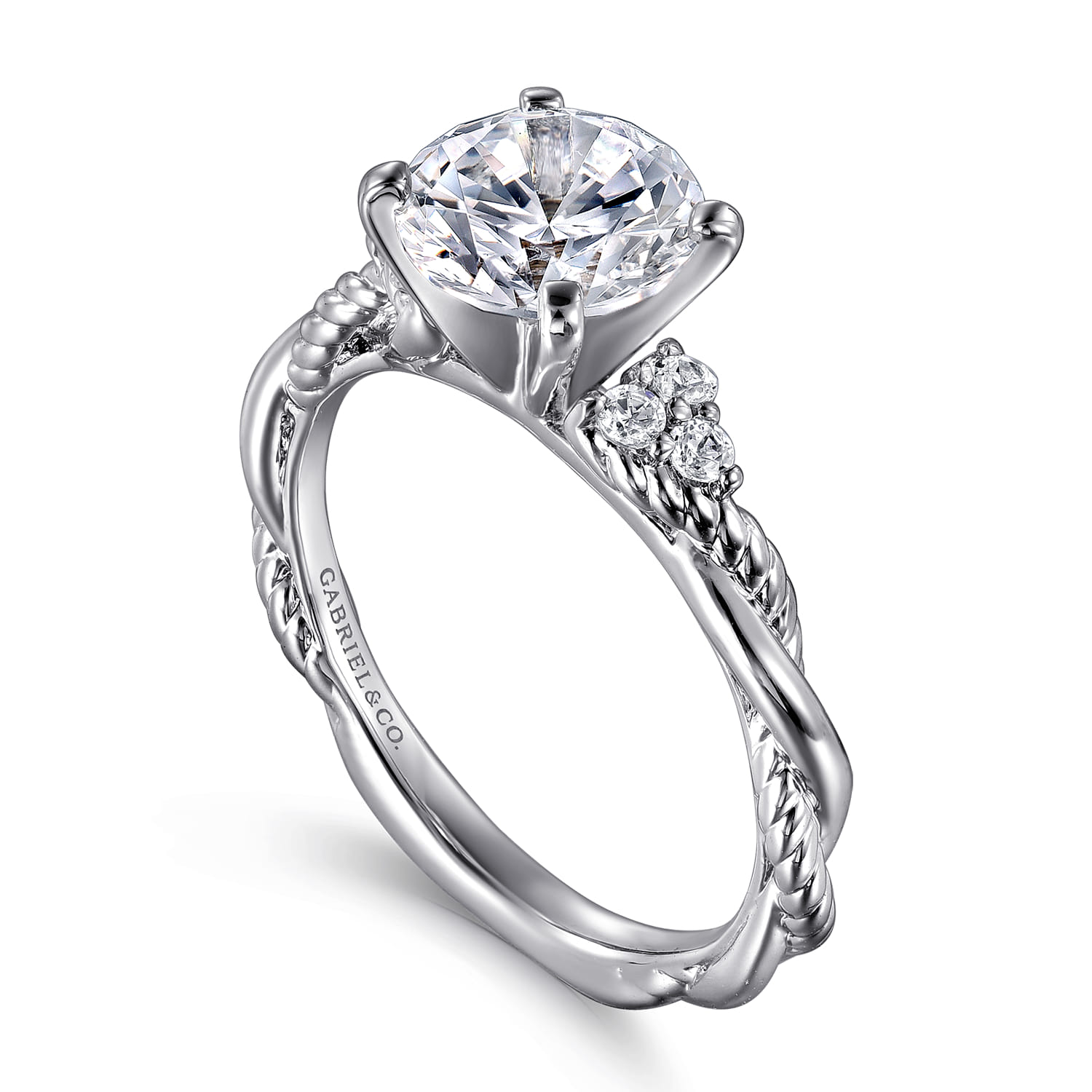 Catalina - 14K White Gold Round Diamond Engagement Ring - 0.13 ct - Shot 3