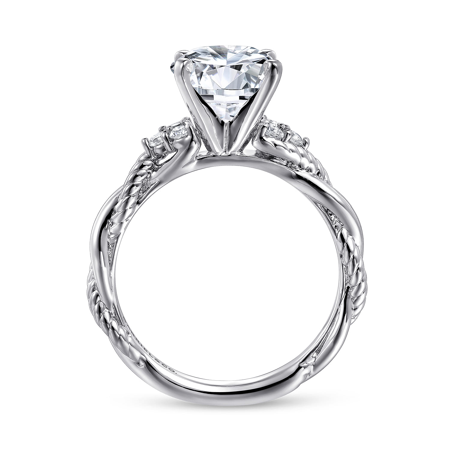 Catalina - 14K White Gold Twisted Round Diamond Engagement Ring - 0.13 ct - Shot 2