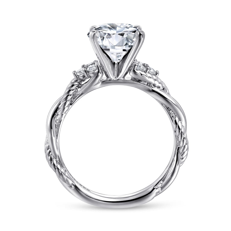 Catalina - 14K White Gold Twisted Round Diamond Engagement Ring - 0.13 ct - Shot 2
