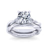 Catalina - 14K White Gold Twisted Round Diamond Engagement Ring - 0.13 ct