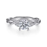 Catalina - 14K White Gold Round Twisted Diamond Engagement Ring - 0.13 ct