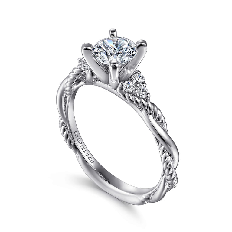 Catalina - 14K White Gold Round Twisted Diamond Engagement Ring - 0.13 ct - Shot 3