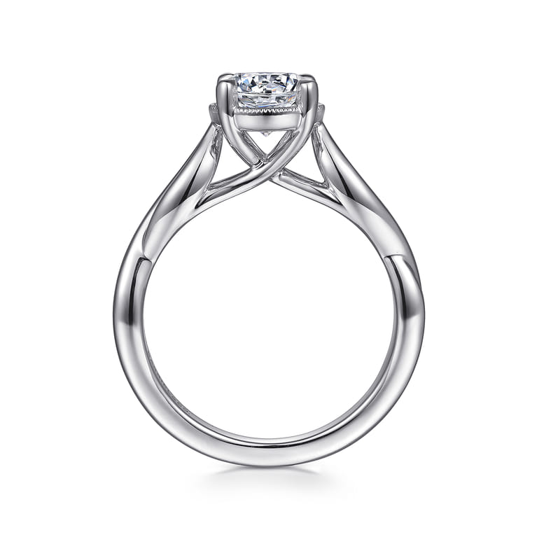 Emiliana - 14K White Gold Split Shank Round Diamond Engagement Ring - Shot 2