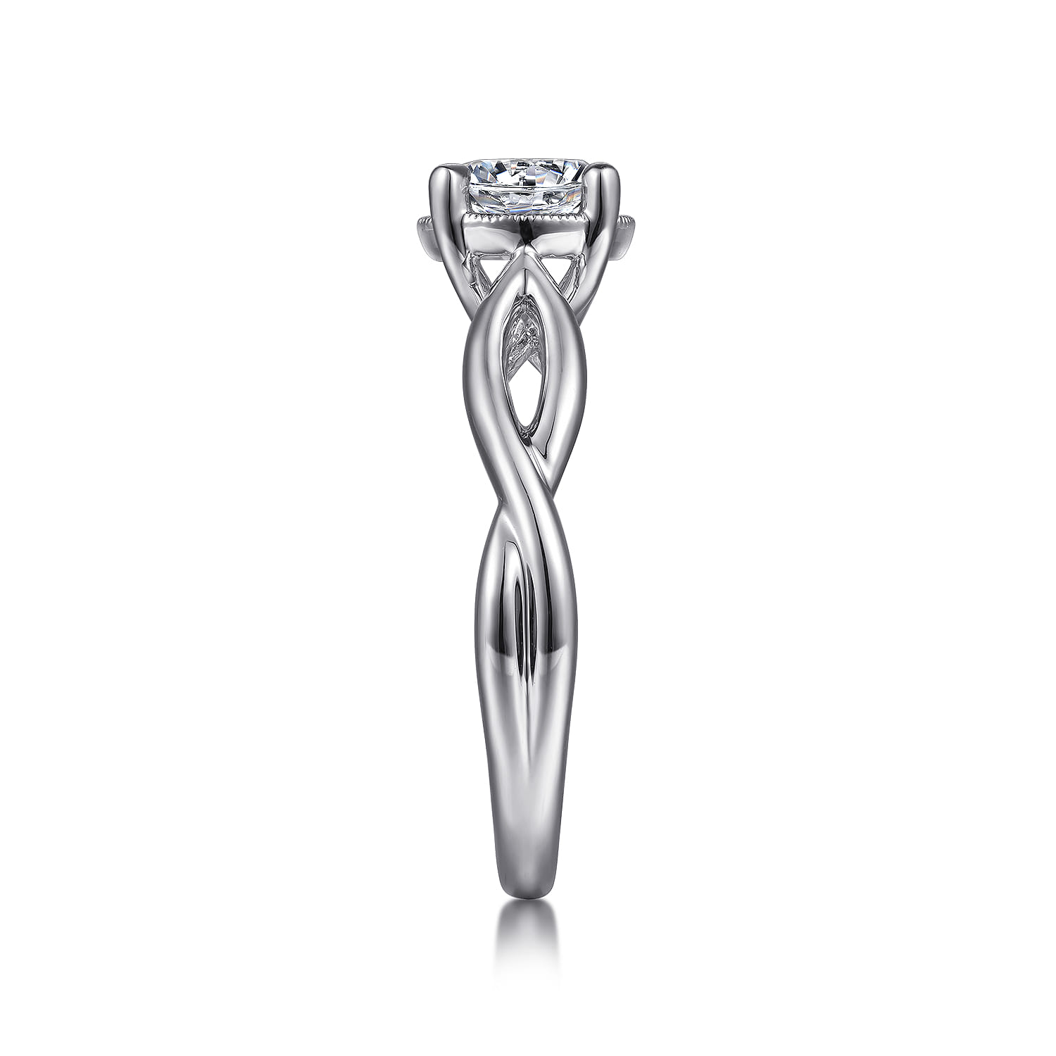 Emiliana - 14K White Gold Split Shank Round Diamond Engagement Ring - Shot 5