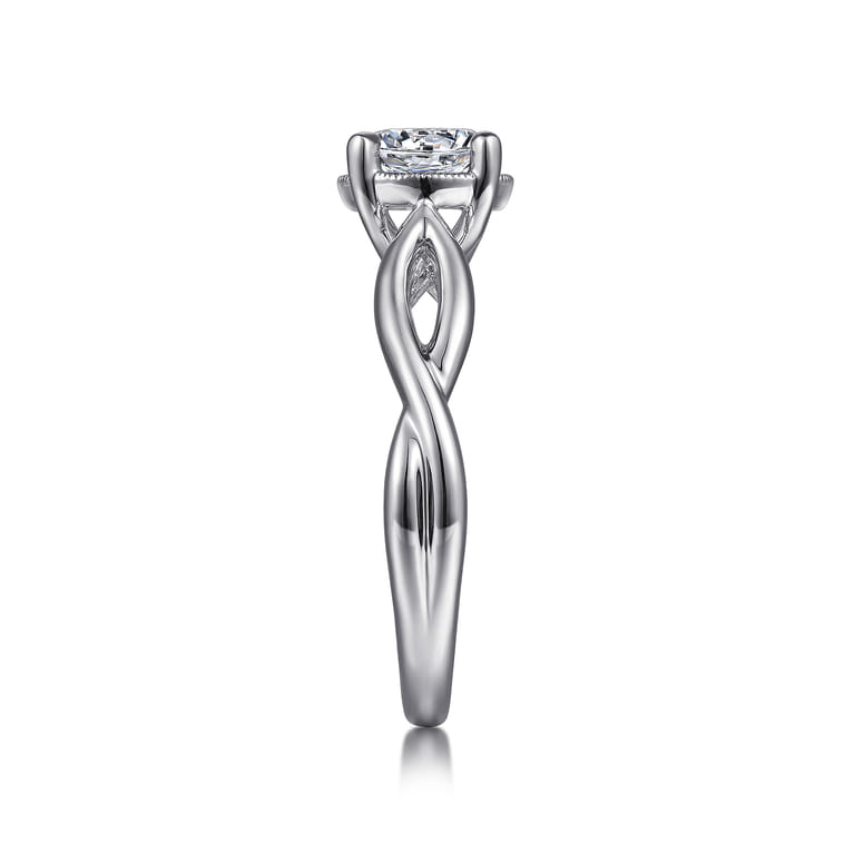 Emiliana - 14K White Gold Split Shank Round Diamond Engagement Ring - Shot 5