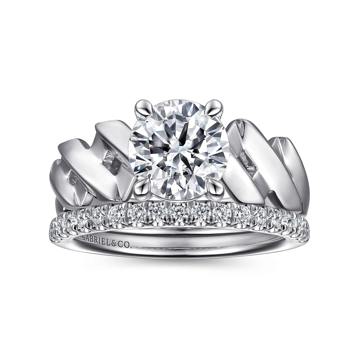 Joie - 14K White Gold Twisted Diamond Engagement Ring - Shot 4