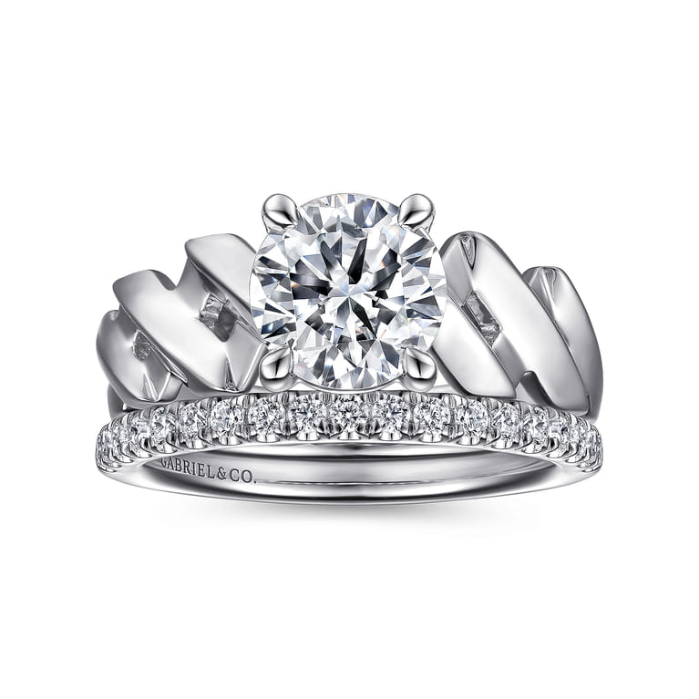 Joie - 14K White Gold Twisted Diamond Engagement Ring - Shot 4