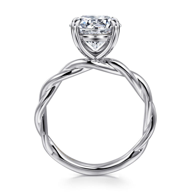 Emersin - 14K White Gold Twisted Round Diamond Engagement Ring - Shot 2