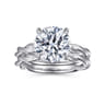Emersin - 14K White Gold Twisted Round Diamond Engagement Ring