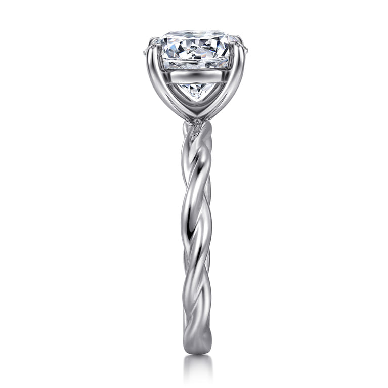 Emersin - 14K White Gold Twisted Round Diamond Engagement Ring - Shot 5