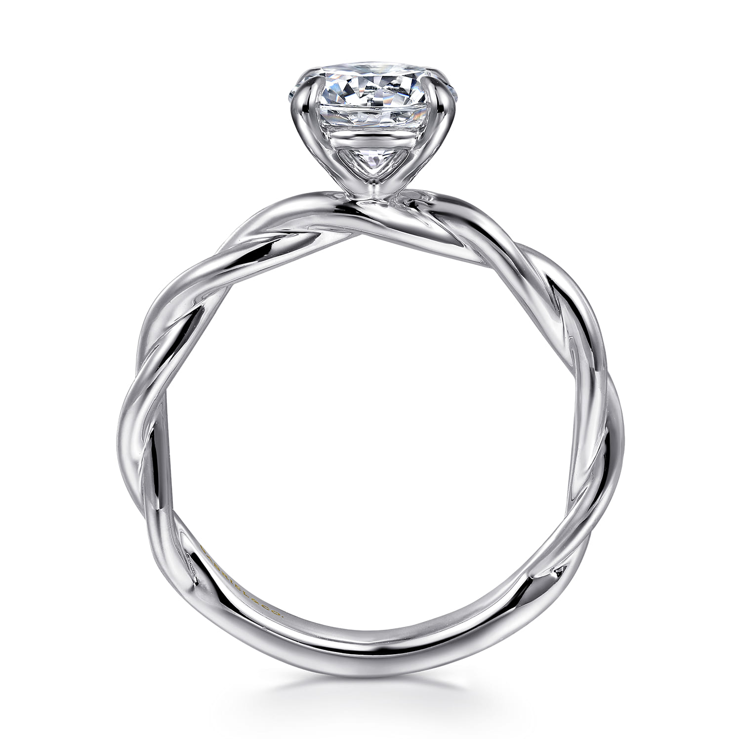 Emersin - 14K White Gold Twisted Round Diamond Engagement Ring - Shot 2