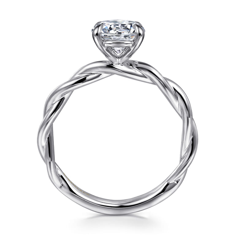 Emersin - 14K White Gold Twisted Round Diamond Engagement Ring - Shot 2