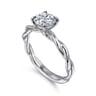 Emersin - 14K White Gold Twisted Round Diamond Engagement Ring