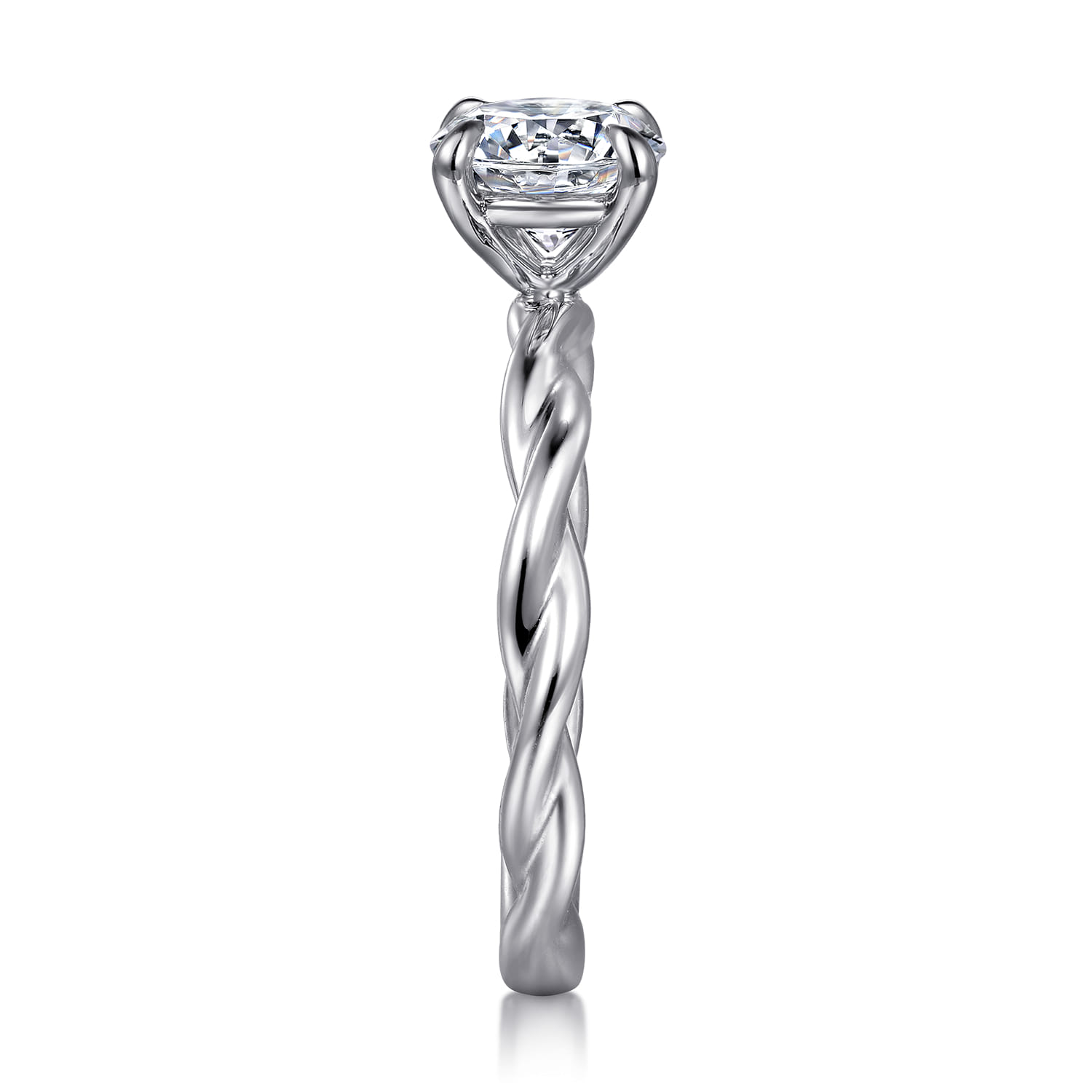 Emersin - 14K White Gold Twisted Round Diamond Engagement Ring - Shot 4