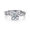 Emersin - 14K White Gold Twisted Round Diamond Engagement Ring