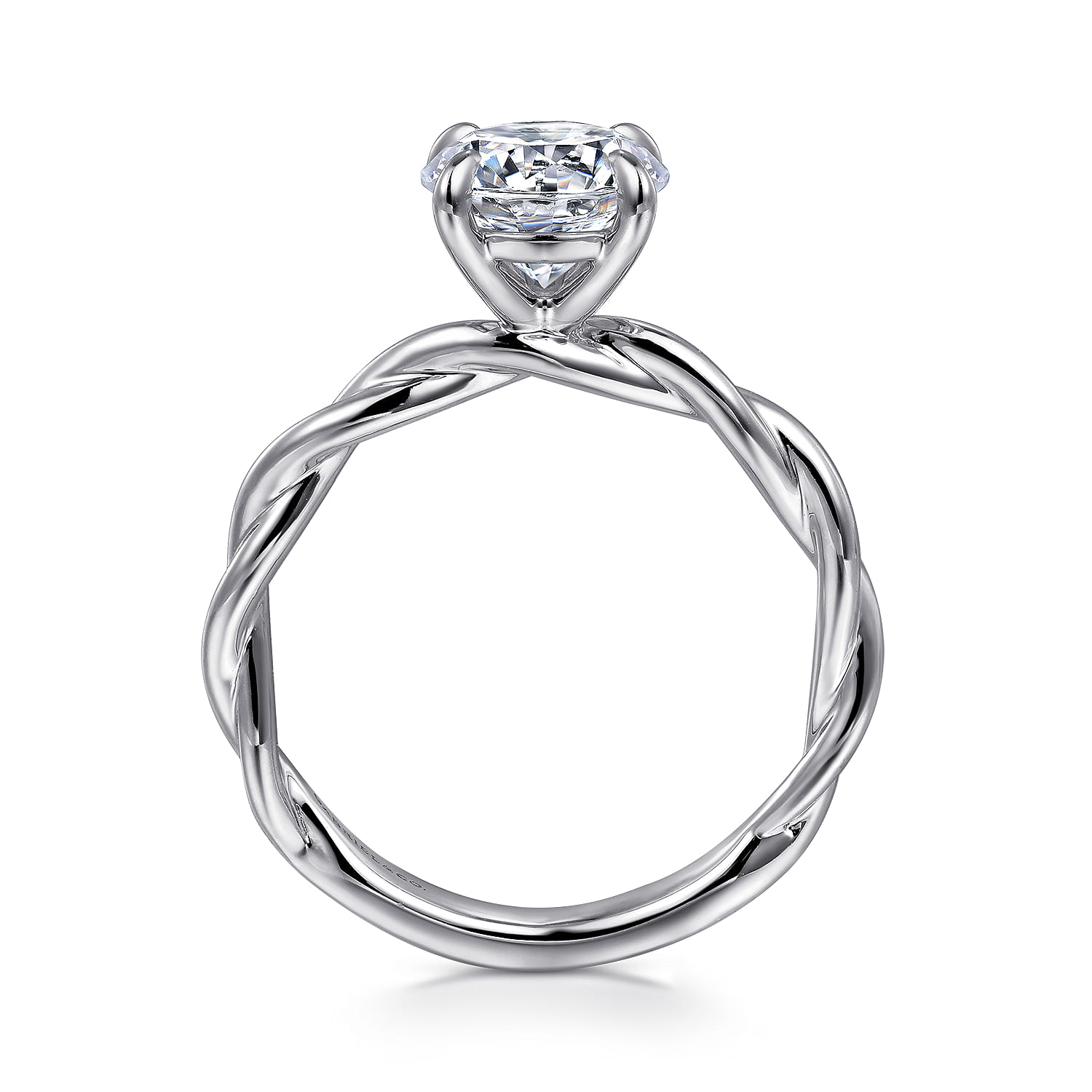 Emersin - 14K White Gold Twisted Round Diamond Engagement Ring - Shot 2